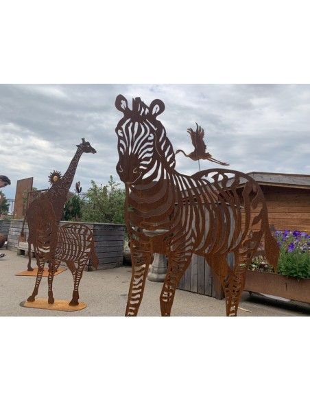 Afrika Edelrost Zebra XXL 150 cm hoch - Metall Gartenfigur Afrika 
Zebra in XXL Version für einen großen Garten der Blickfang!
