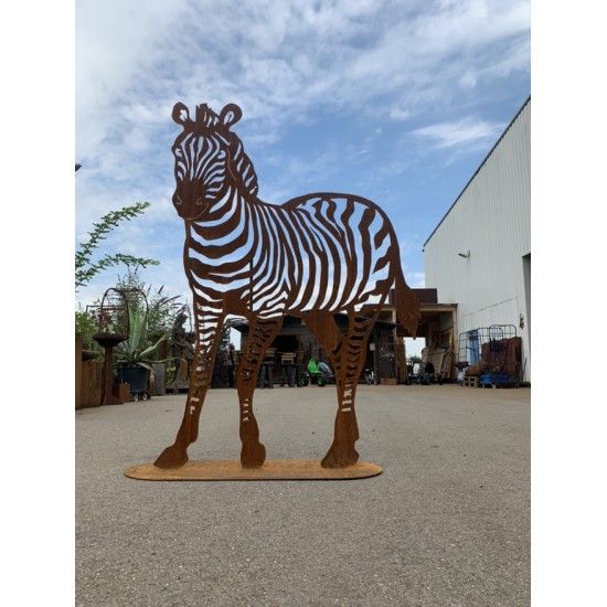 Afrika Edelrost Zebra XXL 150 cm hoch - Metall Gartenfigur Afrika 
Zebra in XXL Version für einen großen Garten der Blickfang!
