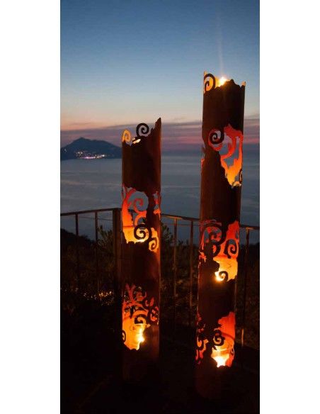 runde Rostsäulen Windlichtsäule - Venezia - mittel Höhe 165cm - runde Rostsäule Leuchtsäule Venezia mit 4 Böden aus Edelrost

