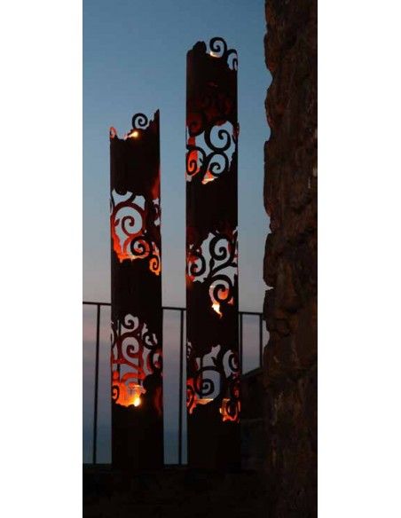 Skulpturen - Rostsäulen und Stelen  Windlichtsäule - Venezia - groß Höhe 190cm - Rostsäule rund Höhe: 190cm
Durchmesser: 20cm
