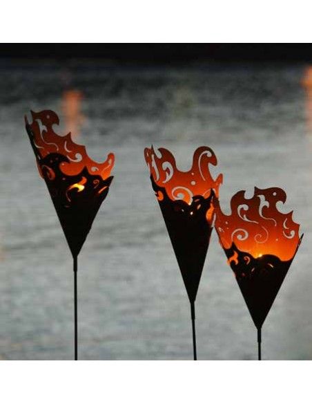 Barock Deko Barock  Pflanztüte - Cono - als Gartenstecker zum Bepflanzen 50 cm hoch + Eisenstange 120 Barock Pflanztüte als ausg