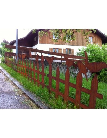 Vogel Deko Metall Steckzaun mit Vögelchen 2er Set zum Stecken 200 cm breit aus 3mm Stahl - Vogelzaun Set bestehend aus 2 x Vogel