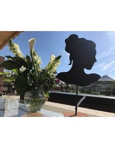 Menschen und Silhouetten Edelrost Büste nach unten blickend mit kurzem Stab auf einer Standplatte Büste nach unten blickend - au 2