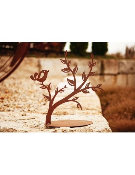 Deko Spatz auf Ast - Metall - Höhe 42 cm