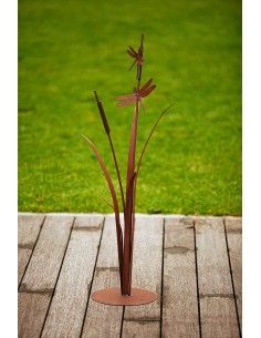 Deko Schilf mit 2 Libellen aus Metall - Höhe 100 cm 2