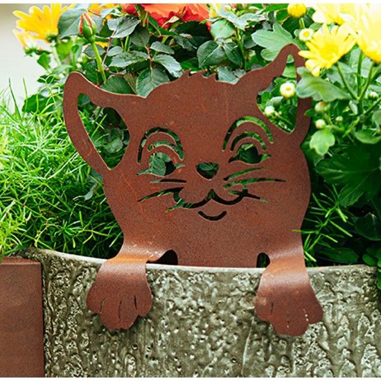 Beetstecker aus Metall - Kletternde Katze - Höhe 28 cm