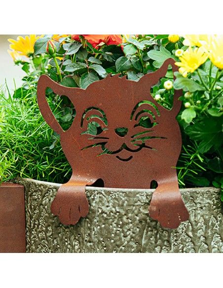 Beetstecker aus Metall - Kletternde Katze - Höhe 28 cm
