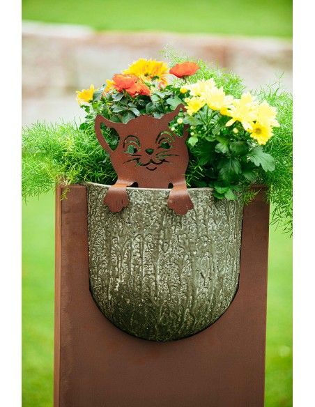 Beetstecker aus Metall - Kletternde Katze - Höhe 28 cm