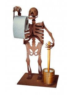 Deko Skelett als Klopapierhalter mit Klobürste - Halloween - Höhe 65 cm