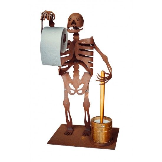 Deko Skelett als Klopapierhalter mit Klobürste - Halloween - Höhe 65 cm