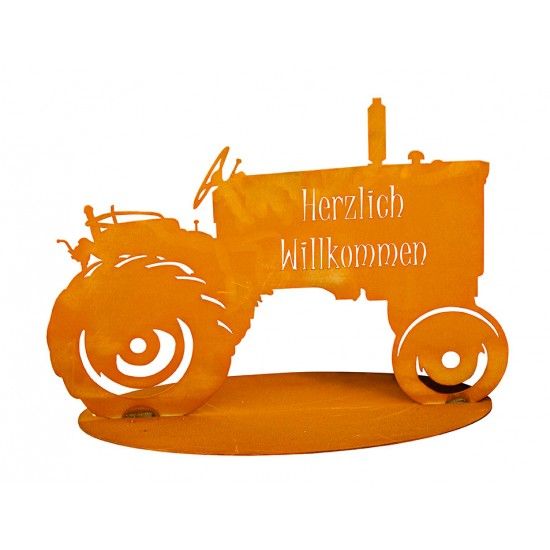 Deko Traktor aus Metall mit Aufschrift - Herzlich Willkommen - Breite 44 cm