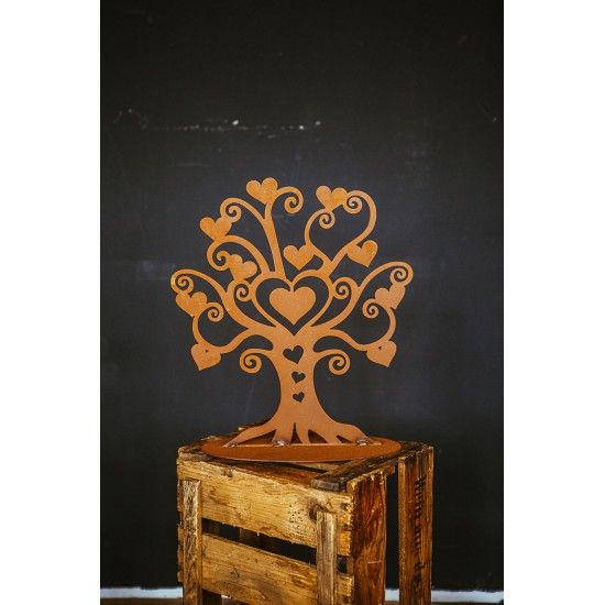 Deko Baum der Herzen aus Edelrost - Höhe 40 cm