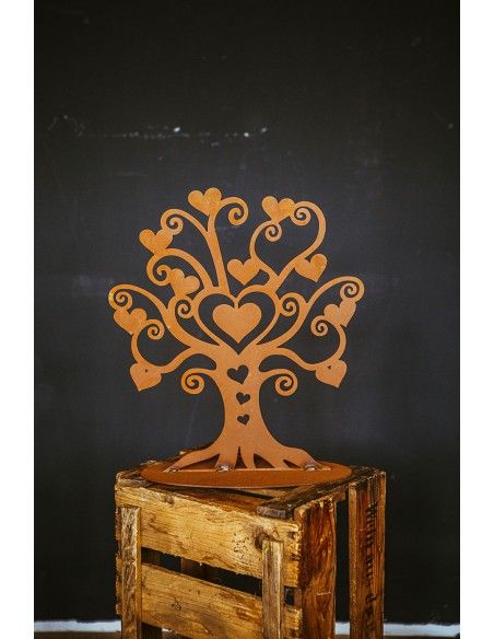 Deko Baum der Herzen aus Edelrost - Höhe 40 cm