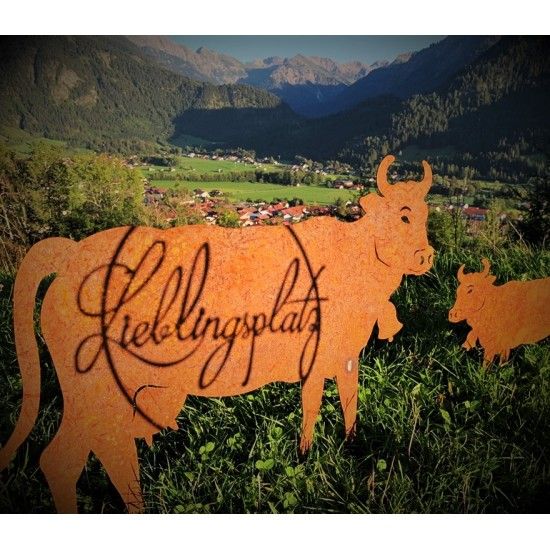 Lieblingsplatz Schilder und Schriftzug Edelrost Schriftzug - Lieblingsplatz - im Ring aus Metall, Ø 40 cm Edelrost Schriftzug "L