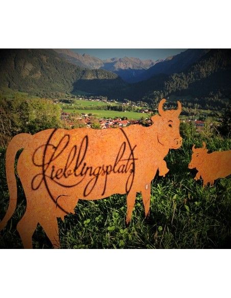 Lieblingsplatz Schilder und Schriftzug Edelrost Schriftzug - Lieblingsplatz - im Ring aus Metall, Ø 40 cm Edelrost Schriftzug "L