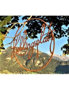 Lieblingsplatz Schilder und Schriftzug Edelrost Schriftzug - Lieblingsplatz - im Ring aus Metall, Ø 40 cm Edelrost Schriftzug "L 2
