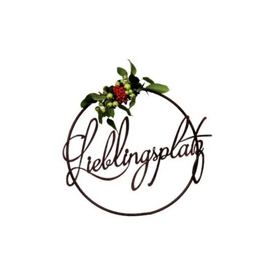 Lieblingsplatz Schilder und Schriftzug Edelrost Schriftzug - Lieblingsplatz - im Ring aus Metall, Ø 40 cm Edelrost Schriftzug "L