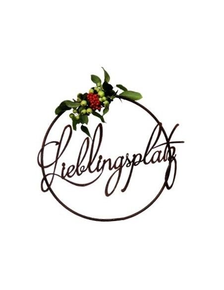 Lieblingsplatz Schilder und Schriftzug Edelrost Schriftzug - Lieblingsplatz - im Ring aus Metall, Ø 40 cm Edelrost Schriftzug "L