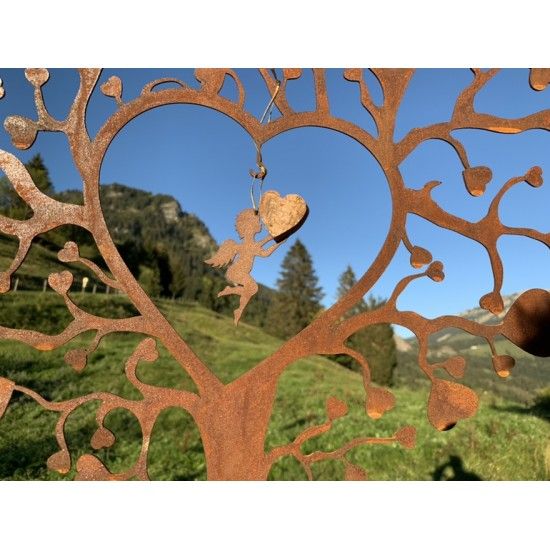 Holzdeko Schutzengelchen mit Herz stehend - kleiner Himmelsbote mit Rindenherz Höhe: ca. 8,5 cm Höhe: ca. 8,5 cm