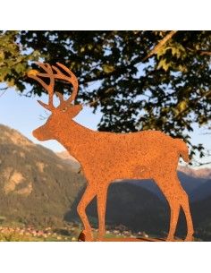 Hirsche, Wildtiere und Waldbewohner Deko Hirsch groß auf Platte -  Höhe 30 cm - küssender Hirsch Höhe 30 cm
Breite 26 cm