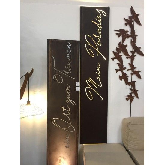 Skulpturen - Rostsäulen und Stelen  Schmale Sichtschutzwand Garten - Ein Ort zum Träumen - Höhe 200 cm Spruch : ein Ort zum Träu