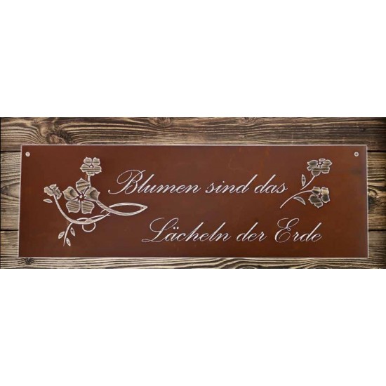 Blumen sind das Lächeln der Erde - Blechschild mit schönem Spruch