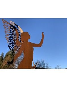 Engelfigur Valerie mit doppelten Flügel, Gartenfigur, Gartenengel, Deko mit Engel, Engel aus Metall 2