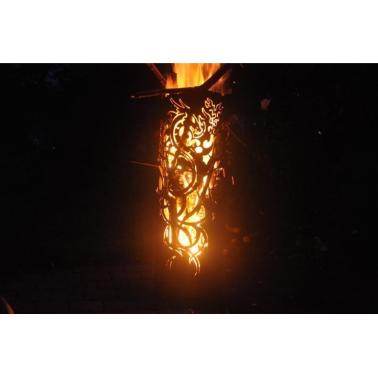 Edelrost Feuerturm Dragon hohe Drachenfeuersäule