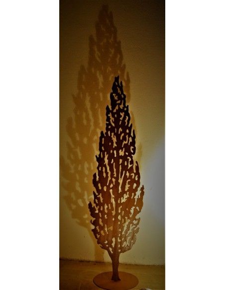 Bäume Edelrost Zypresse - Toscana - mit Ausschnitten, Höhe 180 cm, zum Stecken Höhe 180 cm
Breite 45 cm
hinten ist ein Rohr an