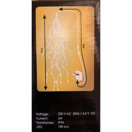 Lichterketten LED LED Lichterkette warmweiß Outdoor mit 180 Lichter ca. 2 m Länge Schönes warmweißes Licht mit 180 kleinen LED L