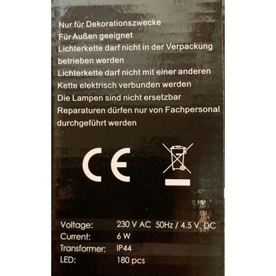 Lichterketten LED LED Lichterkette warmweiß Outdoor mit 180 Lichter ca. 2 m Länge Schönes warmweißes Licht mit 180 kleinen LED L