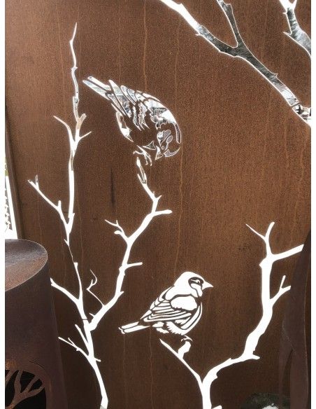 Vogel Deko Edelrost Sichtschutzwand - Meisen auf Ast - Höhe 200 cm Edelrost Sichtschutzwand "Meisen auf Ast"
Höhe: 200 cm
Brei