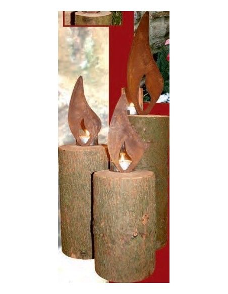 rostige Flammen Flamme 30 cm in Edelrost - große Rostflamme für Baumstamm Rostflamme zum Einschlagen in  Holzscheite und Baumstä