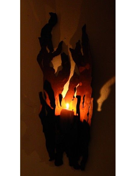 Treibholz Deko - Rost Deko in Treibholz Optik Wandfackel - Treibholz - für Kerzen 63cm (mittel)  - rustikale Wanddeko 
Dekorati