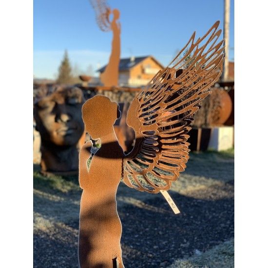 Rost Engelfiguren groß ab 100 cm für den Garten Betender Engel Santine