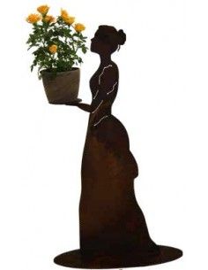 Kerzenhalter Rankhilfe - Mademoiselle - mit Kleid und Tablett - Höhe 72 cm Rost-Metall Rankhilfe "Mademoiselle" mit geschlossene