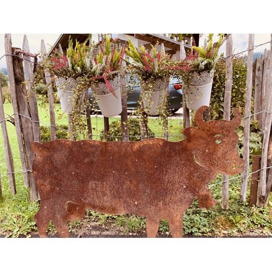 Allgäu Deko Edelrost Kuh groß  80 x 58 cm auf Stangen Original Allgäuer Rostkuh Breite 80 cm
Höhe 58 cm
Mit Metallrohr als Sta