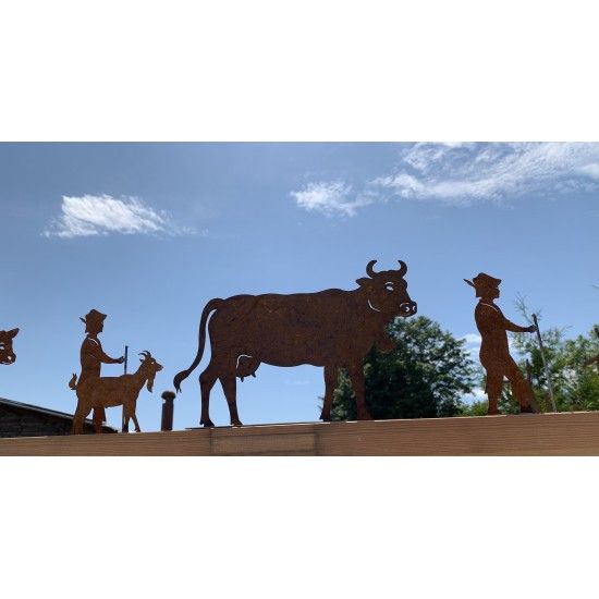 Allgäu Deko Edelrost Deko Kuh klein 30 x 20 cm auf Platte Original Allgäuer Viehscheid Kuh Die Original Allgäuer Rost Kuh in kle