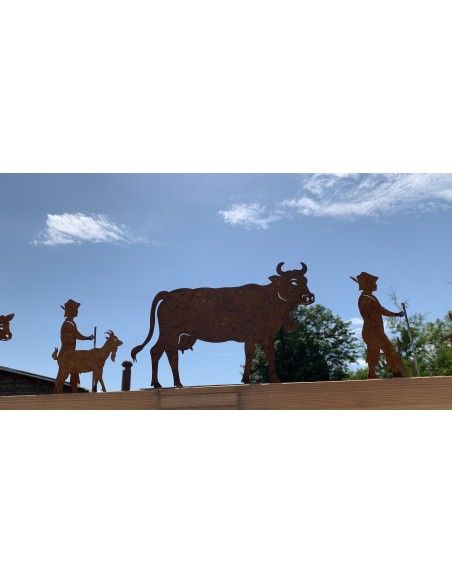 Allgäu Deko Edelrost Deko Kuh klein 30 x 20 cm auf Platte Original Allgäuer Viehscheid Kuh Die Original Allgäuer Rost Kuh in kle