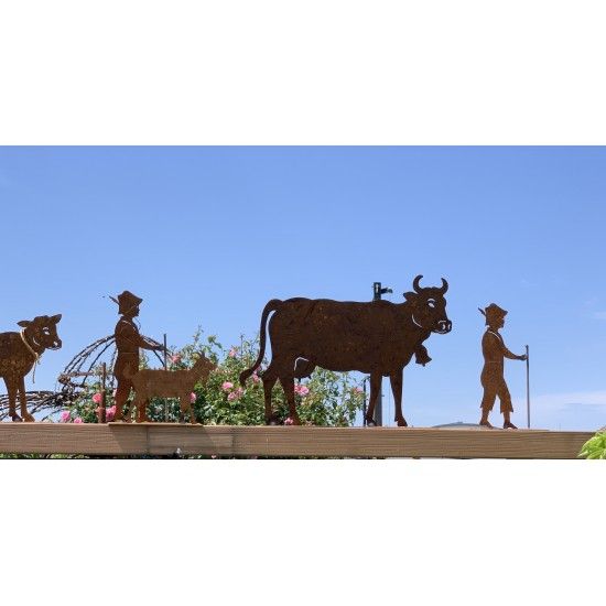 Allgäu Deko Edelrost Deko Kuh klein 30 x 20 cm auf Platte Original Allgäuer Viehscheid Kuh Die Original Allgäuer Rost Kuh in kle