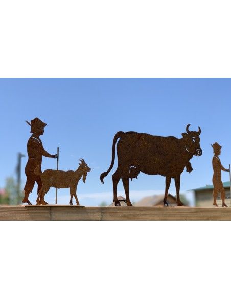 Allgäu Deko Edelrost Deko Kuh klein 30 x 20 cm auf Platte Original Allgäuer Viehscheid Kuh Die Original Allgäuer Rost Kuh in kle