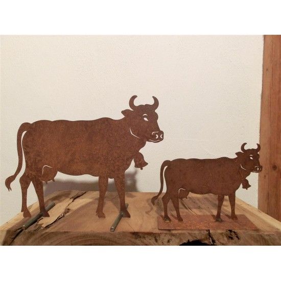 Allgäu Deko Edelrost Deko Kuh klein 30 x 20 cm auf Platte Original Allgäuer Viehscheid Kuh Die Original Allgäuer Rost Kuh in kle