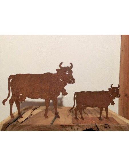 Allgäu Deko Edelrost Deko Kuh klein 30 x 20 cm auf Platte Original Allgäuer Viehscheid Kuh Die Original Allgäuer Rost Kuh in kle