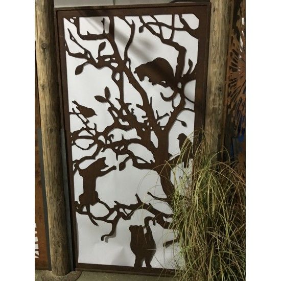 Deko Katzen und Mäuse Sichtschutzwand Katzen - Metall Paravent 200 cm hoch 

ausgefallener 2 m hoher Sichtschutz mit Katzenmot