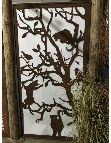 Deko Katzen und Mäuse Sichtschutzwand Katzen - Metall Paravent 200 cm hoch 

ausgefallener 2 m hoher Sichtschutz mit Katzenmot