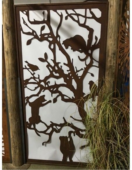 Deko Katzen und Mäuse Sichtschutzwand Katzen - Metall Paravent 200 cm hoch 

ausgefallener 2 m hoher Sichtschutz mit Katzenmot