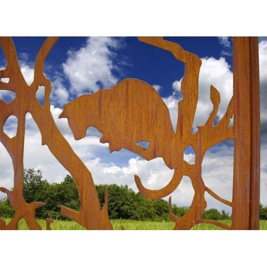 Deko Katzen und Mäuse Sichtschutzwand Katzen - Metall Paravent 200 cm hoch 

ausgefallener 2 m hoher Sichtschutz mit Katzenmot