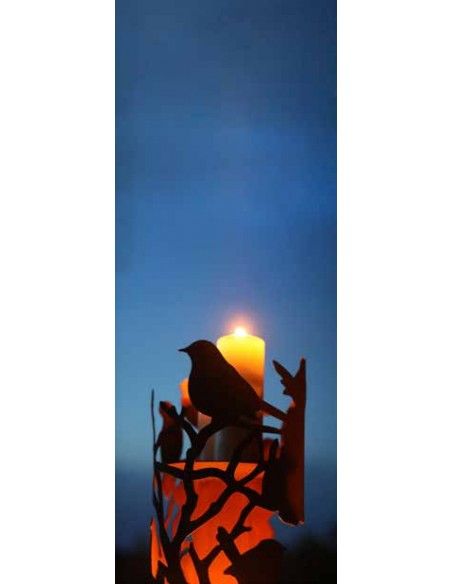 Vogel Deko Windlichtsäule Vögelchen 150 cm - runde Rostsäule Diese runde Vogelsäule ist als Windlichtsäule das ganze Jahr ein Hi