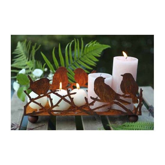 Kerzentablett - Vögelchen als Windlichthalter 34 cm breit Vogelwindlichthalter eckig auf 4 Kugeln


Höhe 16 cm
Breite