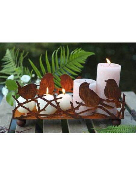 Kerzentablett - Vögelchen als Windlichthalter 34 cm breit Vogelwindlichthalter eckig auf 4 Kugeln


Höhe 16 cm
Breite